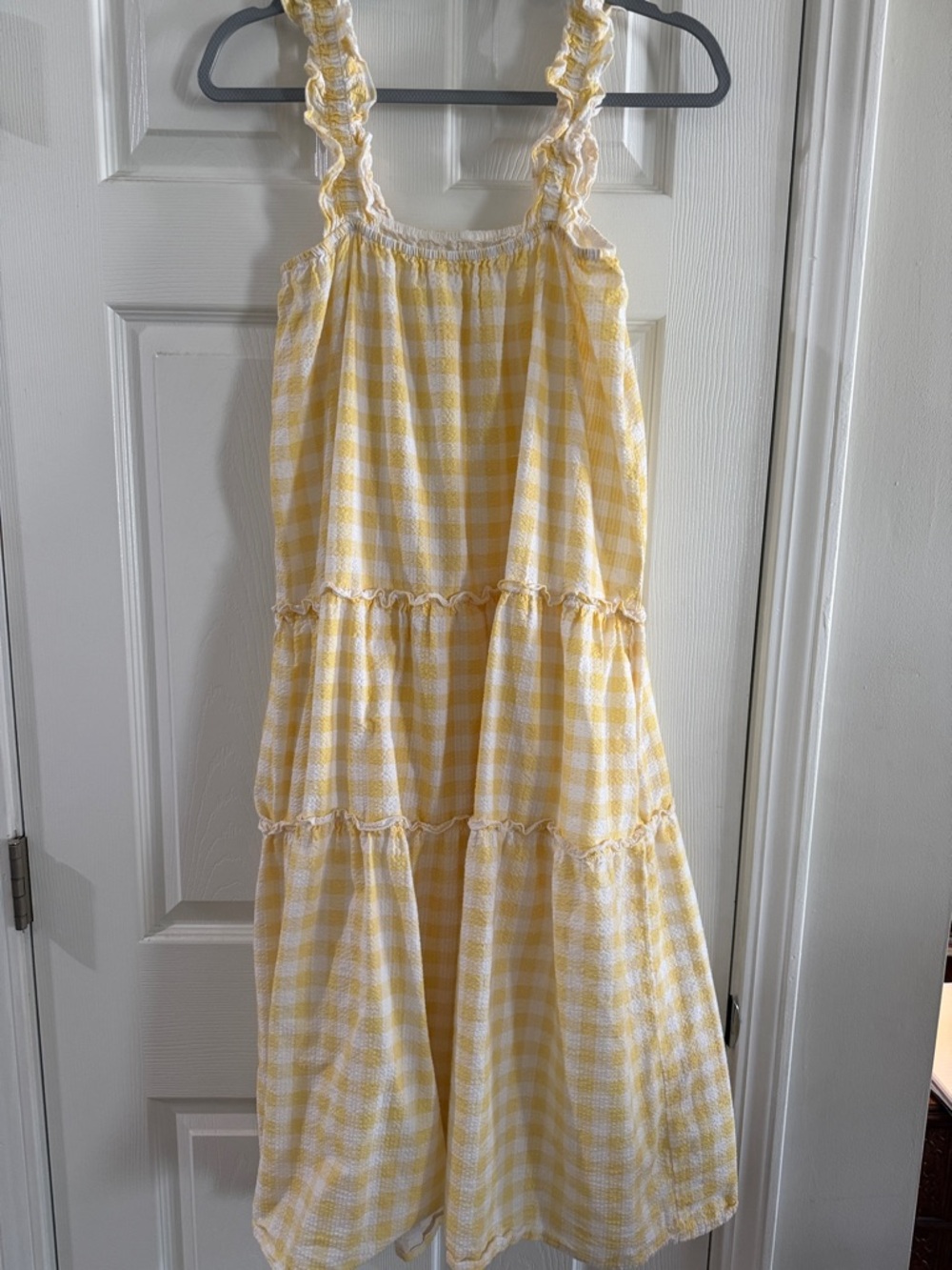 Yellow Gingham Ruffle Strap Sundress